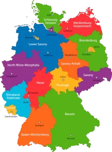 German Map of Areas and Cities when moving to Germany from Canada